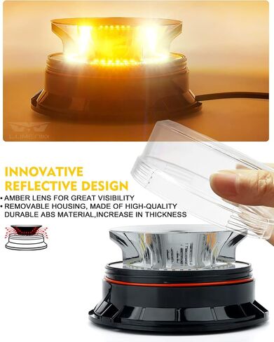 LUMENIX LED Rooftop Mini Strobe Beacon Light Magnetic and Screw Mount Rotating Warning Flashing Forklift Lights for Security Patrol Vehicles Towing Trucks Snow Plows Postal Mail ATV UTV- White Amber in Kuwait