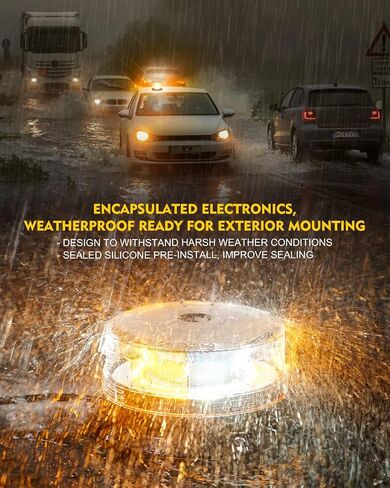 LUMENIX LED Rooftop Mini Strobe Beacon Light Magnetic and Screw Mount Rotating Warning Flashing Forklift Lights for Security Patrol Vehicles Towing Trucks Snow Plows Postal Mail ATV UTV- White Amber in Kuwait