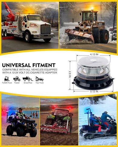LUMENIX LED Rooftop Mini Strobe Beacon Light Magnetic and Screw Mount Rotating Warning Flashing Forklift Lights for Security Patrol Vehicles Towing Trucks Snow Plows Postal Mail ATV UTV- White Amber in Kuwait
