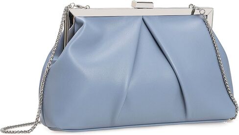 CHARMING TAILOR Faux Leather Clutch Purse Ruched PU Metal Frame Formal Evening Bag with Pearl Starp in Saudi Arabia