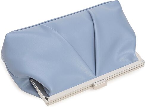 CHARMING TAILOR Faux Leather Clutch Purse Ruched PU Metal Frame Formal Evening Bag with Pearl Starp in Saudi Arabia
