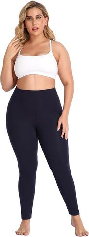 2 Pack Plus Size Leggings for Women Soft Stretchy High Waisted Tummy Control Full Length Pants for Running Workout in Saudi Arabia