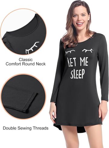 Joyaria Women's Cooling Bamboo Viscose Nightgown- Moisture-Wicking Sleep Dress for Night Sweats,Long Sleeve Knee-Length S-XXL in Saudi Arabia