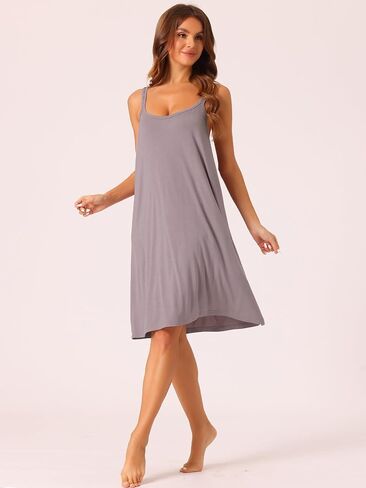 cheibear Womens Nightgown Backless Sleepwear Loose Sleep Dress Cross Back Night Dress Plus Size in Kuwait