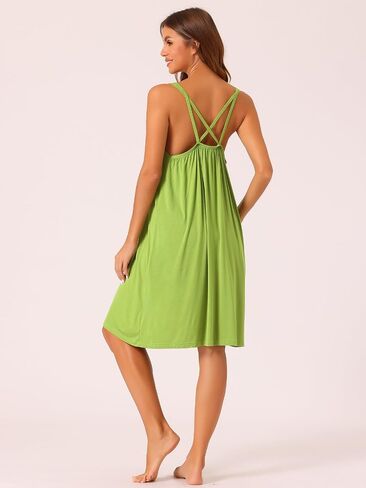 cheibear Womens Nightgown Backless Sleepwear Loose Sleep Dress Cross Back Night Dress Plus Size in Kuwait