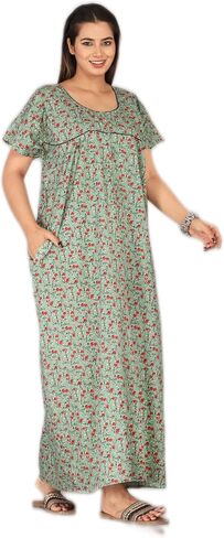 Printed Indian Cotton Long Nightgowns For Women, Indian Style Nighty Nighties Maxi Gown Sleepwear For Womens, in Kuwait