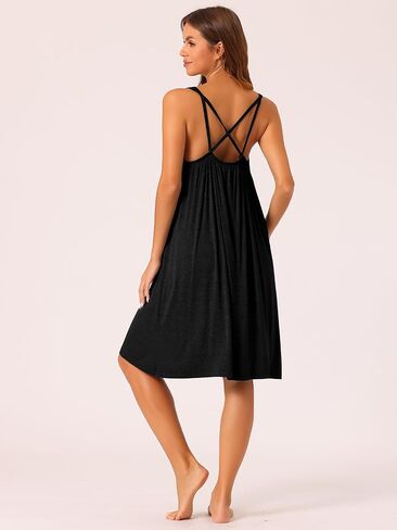 cheibear Womens Nightgown Backless Sleepwear Loose Sleep Dress Cross Back Night Dress Plus Size in Saudi Arabia