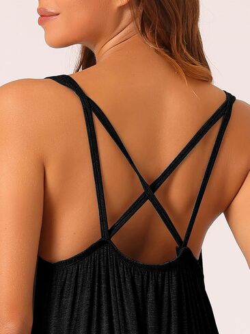 cheibear Womens Nightgown Backless Sleepwear Loose Sleep Dress Cross Back Night Dress Plus Size in Saudi Arabia