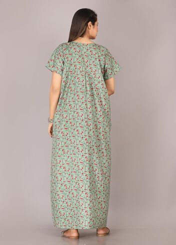 Printed Indian Cotton Long Nightgowns For Women, Indian Style Nighty Nighties Maxi Gown Sleepwear For Womens, in Kuwait