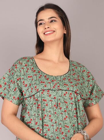 Printed Indian Cotton Long Nightgowns For Women, Indian Style Nighty Nighties Maxi Gown Sleepwear For Womens, in Kuwait