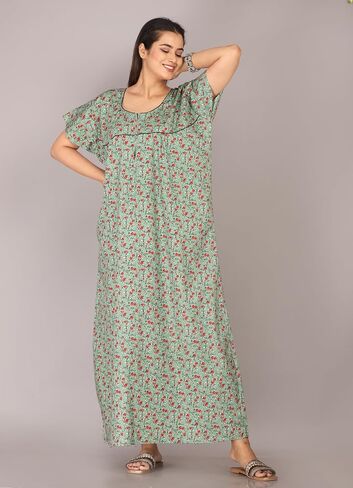 Printed Indian Cotton Long Nightgowns For Women, Indian Style Nighty Nighties Maxi Gown Sleepwear For Womens, in Kuwait
