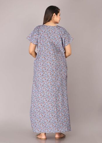 Printed Indian Cotton Long Nightgowns For Women, Indian Style Nighty Nighties Maxi Gown Sleepwear For Womens, in Kuwait