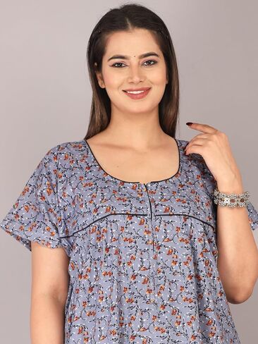 Printed Indian Cotton Long Nightgowns For Women, Indian Style Nighty Nighties Maxi Gown Sleepwear For Womens, in Kuwait