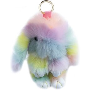 unpafcxddyig bunny keychain keychain soft rabbit faux fur fur keyring rainpow for back backpack accessories