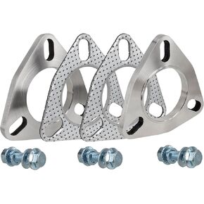 2.25 Inch 3 Bolt Exhaust Flange and Gasket,Stainless Steel Exhaust Flange Connection Set with Flange Bolts and Nuts(57mm)