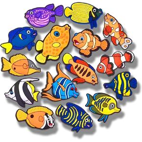 15PCS Fish Shoe Charms, Deep-sea Fish Shoe Charms, Ocean Animals Shoes Charm For Kids For Girl Shoes Decorations Cool Women Accessories for Party and Birthday Gifts Christmas