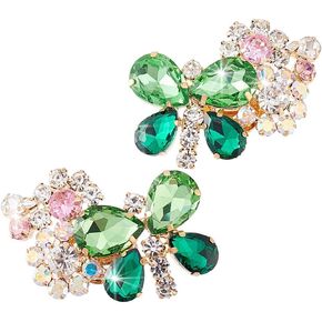 Ph Pandahall 2pcs butshles Butterfly Shoe Buckles ، Sharmling Wedding Shoe Clips Charm Crystal Shoe Shoe Buckles Alluvable Shoe Buckles Minestone Rhinestone Clips for Women Banquet Dress Shoes Party ، Green