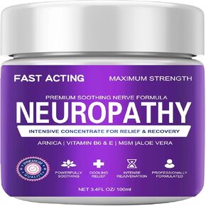 Neuropathy Pain Relief Cream, Nerve Pain Relief Cream Maximum Strength for Feet, Hands, Legs, Muscles, Joints, Waist Includes Arnica, Vitamin B6, Aloe Vera, MSM Fast Absorption, Natural