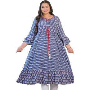 Yash Gallery Rayon Women's Grey Floral Printed Anarkali Kurti For Summer