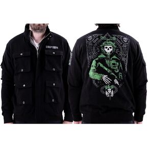 Ripple Junction Call of Duty Men's Military Cargo Full Zip Jacket Ghost Task Force 141 Embroidery Patches Officially Licensed