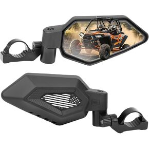 KEMIMOTO UTV Side Mirrors, Auto-Fold Spring-Back, No Manual Adjustments, Fits 1.65"-2" Roll Bars Compatible with RZR, Can-Am X3, Talon, Mule, Pioneer US Flag Pattern