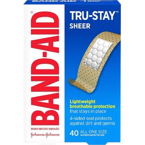 Band-AID العلامة التجارية Tru-Stay Sheer Strips الضمادات اللاصقة للإسعافات الأولية ورعاية الجرح ، كلها مقاس واحد ، 40 CT