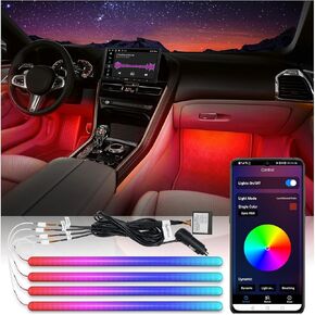 مصابيح LED سيارة Atoto ، أضواء داخلية ذكية مع التحكم في التطبيق ، 160 LEDs RGB داخل أضواء السيارة مع أوضاع موسيقى DIY 21 16 مليون عنصر تحكم مستقل عن اللون من الأمام والخلف ، CI-FLT01