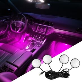 Car Interior LED Lights, 4 in 1 Car Ambient Lighting Kit, Automotive Neon Light Kit with USB Port, Decoration Lights for Car Garden Home Party, Universal Interior Atmosphere Light (Blue)