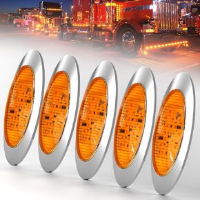 PSEQT 6.5 '' Flash+High/Low Lights Amber 3 وظيفة مقطورة LED LED Side Side Marker Lights Oval Lights 16led إشارة تشغيل تشغيل Warining Lamp مقاومة للماء لالتقاط الشاحنة Caravan RV Bus