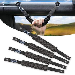 cueclue 4 PCS Roll Bar Grab Handles, American Flag Paracord Grip Handles, Car Interior Accessories, Compatible with Ford 2021-2022 (Black)