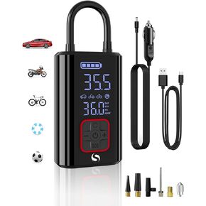Tire Inflator Portable Air Compressor, 151 PSI Air Pump for Car Tires, Auto Shut-Off Tire Inflator with Digital Pressure Gauge, LED Light, Air compressor for car, Bike, Motor, Ball