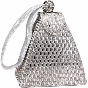 Small Rhinestone Clutch Purse for Womem Sparkly Glitter Triangle Evening Bag Wristlet Handbag
