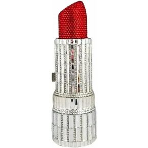 Luxury Ladies Lipstick Shape Evening Clutch Rhinestone Shoulder Bag Crystal Evening Bag for Cocktail Prom