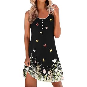 Ekouaer Tank Nightgowns for Women Sleeveless Night gowns Button down Sleep Shirts Soft Sleep Dress Ladies Chemise