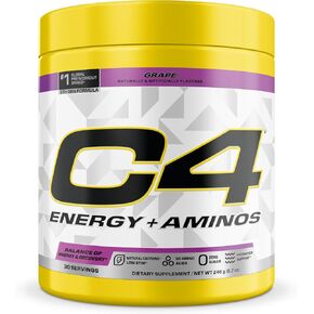 Cellucor C4 Energy + Aminos Powder | 5g BCAAs & EAAs for Muscle Recovery, 3 Electrolytes for Hydration, 100mg Natural Caffeine | Pre Workout | Zero Sugar, 30 Servings, Fruit Punch