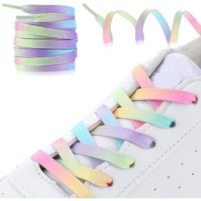 4 Pairs Rainbow Shoelaces for Sneakers, Gradient Flat Shoe Laces Colorful Casual Sport Shoelace, 120cm/47 Inch