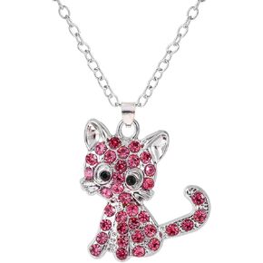 Kitty Pendant Necklace, 18+2 Inch Extension Chain Cute Small Cat Rhinestone Necklace Sparkling Cat Pendant Necklace Cat Jewelry Cat Necklace for Women Gifts