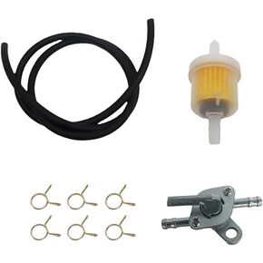 Universal Gas Fuel Line Hose Clamps Fuel Filters with Inline Shut Off Valve Petcock Set Fit for 50cc 70cc 90cc 110cc 125cc 150cc Taotao Coolster Apollo Baja ATV Dirt Pit Bike Motorcycle New (Black)