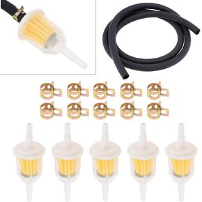 Windance 1/4" Inch ID Fuel Line Set, 1 Meter Fuel Hose Line+ 5pcs Fuel Filters+10pcs Tube Clamp for Motorcycle/Moped/Scooter/ATV Kawasaki Kohler Briggs & Stratton Small Engine