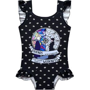 Little Girls Cartoon One-Piece Swimsuit Girls Ruffles Swimsuits Beach Sport Bathing Suit