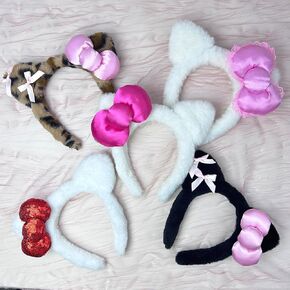 Kitty Ears Bow Headband White Cat Ears Hair Accessories