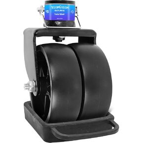 Trailer Jack Wheel with Chock - 6" Dual Caster with Double Wheel Chock Capacity 2000lbs fits Any Jack Better Soft Ground Roll Trailer Parts(Black)