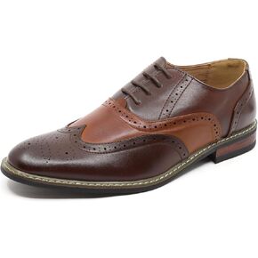 Men's Two Tone Spectator Wingtip Perforated Lace Up Oxford Dress Shoes ALEX-08
