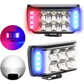 Windance 2 Pack 3.2Inch Strobe LED Pod Lights,Blue Red Flashing Side Shooter Spotlight 3 Modes Offroad Emergency Driving Cube DRL Lights for Tractor Plow Truck TV UTV SUV 4x4 Boat Motorcycle