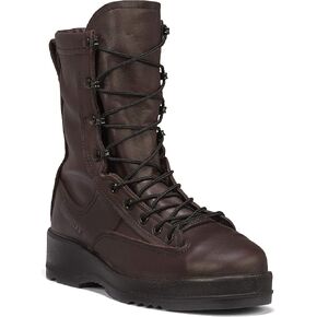 Belleville 330 ST 8 Inch Wet Weather Steel Toe Flight Combat Boots for Men - USMC Navy Aviator Brown Leather with Dri-Lex Lining and Vibram Chevron Outsole; Berry Compliant
