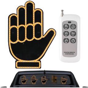 Car Finger Lights with Remote — Give The Wave & Stop & Love & Bird Sign to Drivers, Car Accessories, Truck Accessories, Funny Car Gadgets & Road Rage LED Sign for Men, Women(No Batteries Included)