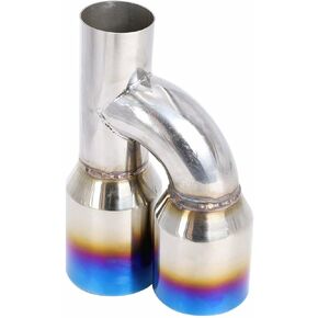TYFYB Exhaust Dual Outlets Pipe Tip Polished Stainless Steel 2.5In3.5Out Blue Burnt, Stainless Steel,Blue