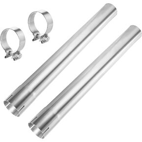 2.5 Inch ID Exhaust Pipe Stainless Steel Straight Exhaust Tubing with Clamp, Tailpipe 2.5" ID, 22.8"/580mm Length Exhaust Tube DIY Pipe Universal Fit (2 PSC, 2 Clamps)