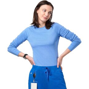 Peelz Kiki Long Sleeve Underscrub Top for Women - Soft, Stretchy, Seamless Fabric Scrubs for Layering & Comfort, Slim Fit