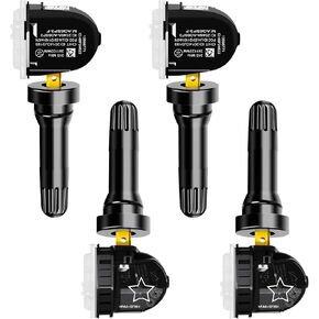 4Pcs TPMS Sensor, 315Mhz OE 13598771 13598772 13586335 13581558 Tire Pressure Monitoring System Compatible with Chevrolet/Chevy/Silverado/GMC/Buick/Cadillac/Pontiac/Hummber Set of 4 (Black)